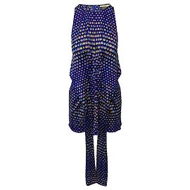 Issa London Printed Wrap Dress in Blue Silk Blue
