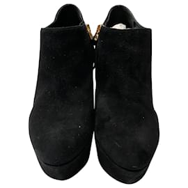 Sergio Rossi-Sergio Rossi Embellished Ankle Bootie in Black Suede-Black