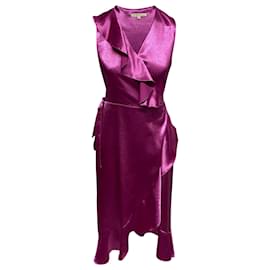 Maje-Maje Ruffled Wrap Dress in Purple Polyester-Purple