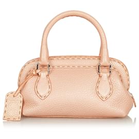 Fendi-Fendi Rose Selleria Sac à main en cuir-Rose