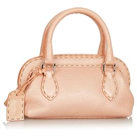 Fendi-Fendi Rose Selleria Sac à main en cuir-Rose