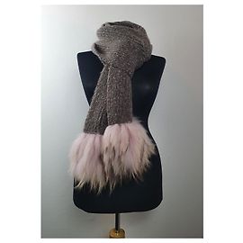 Lenço Munthe Plus Simonsen com pele de guaxinim rosa cinza Rosa Multicor Cinza