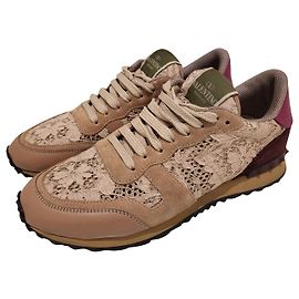 Baskets Valentino en dentelle beige taille 39 Beige
