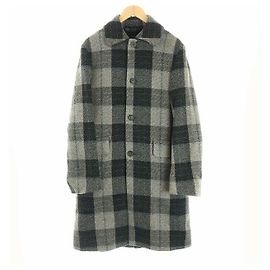 Acne [Gebraucht] Akne Studios 18AW SODERMALM CHECK WOOL COAT Mantel mit Bal-Kragen außen lang kariert Schwarz Grau