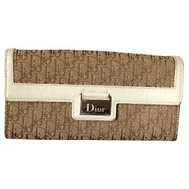Dior Trotter Geldbörse beige Stoff Beige