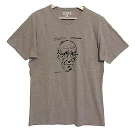 Agnès b. limited edition t-shirt. William S. Burroughs (face) and Andy Warhol (back). Grey