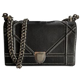 Dior Diorama M Lambskin Handbag Black Black