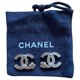 Chanel CC Logo Schwarze Emaille Blumenohrringe Schwarz