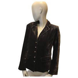 Apostrophe silk-lined velvet jacket Dark brown
