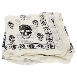 Alexander Mcqueen-Alexander McQueen Classic Skull Scarf in White Silk-White