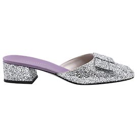 Victoria Beckham Harper Glitter Sandals in Silver Glitter Silvery