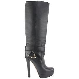 Gucci Women's 35.5 Black Leather Horsebit Boots Other