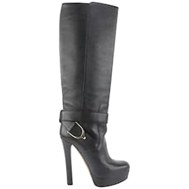 Gucci-Women's 35.5 Black Leather Horsebit Boots-Other