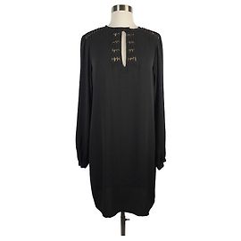 Diane Von Furstenberg Florina silk dress with silver hardware Black