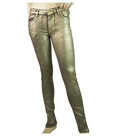 Reiko Alanis Metallic Silver Pants Pantalon skinny élastiqué taille 26 Argenté