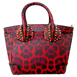 Christian Louboutin-Christian Louboutin Eloise Small Calf Empire-Tasche mit Leopardenmuster-Rot