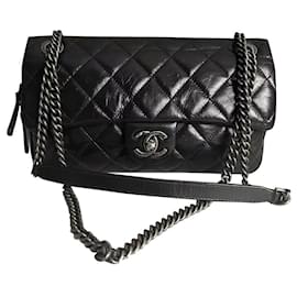 Chanel-Bolso Chanel mediano plano, estacional-Negro