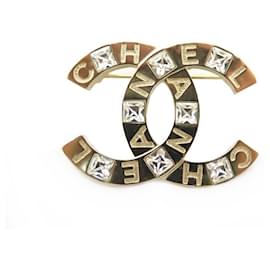 NEUE CHANEL BROSCHE CC LOGO & STRASS AUS GOLDENEM METALL GOLDENE NEUE BROSCHE JEWEL Golden