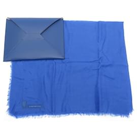 Autre Marque-NEW RICHARD MILLE BLUE CASHMERE SCARF AND ITS SCARF BOX LEATHER POUCH-Blue