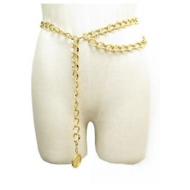 NEU CHANEL GÜRTEL MEDAILLON T KETTE 65 zu 90 CM LOGO CC METALL GOLD GÜRTEL Golden