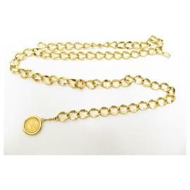 Chanel-CORRENTE T DO MEDALHÃO NO NOVO CHANEL BELT 65 para 90 CM LOGO CC METAL GOLD BELT-Dourado