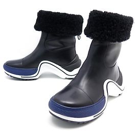 NEUF CHAUSSURES LOUIS VUITTON LV ARCHLIGHT FLAT 1A503G 38 BOTTINES EN CUIR Noir