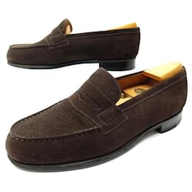 JM Weston-JM WESTON SHOES 180 6.5D 40.5 BROWN SUEDE LOAFERS + SHOES TAPER-Brown