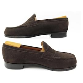 JM Weston-JM WESTON SHOES 180 6.5D 40.5 BROWN SUEDE LOAFERS + SHOES TAPER-Brown