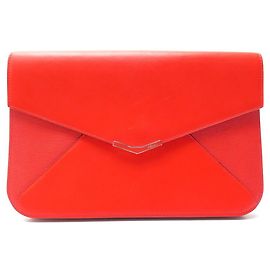 FENDI POUCH BAG 2 ENVELOPE DAYS 8M0312 RED LEATHER HANDLE RED POUCH BAG Red
