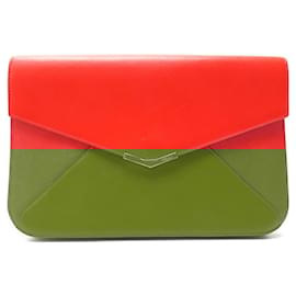 Fendi-FENDI POUCH BAG 2 ENVELOPE DAYS 8M0312 RED LEATHER HANDLE RED POUCH BAG-Red