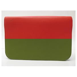 Fendi-FENDI POUCH BAG 2 ENVELOPE DAYS 8M0312 RED LEATHER HANDLE RED POUCH BAG-Red