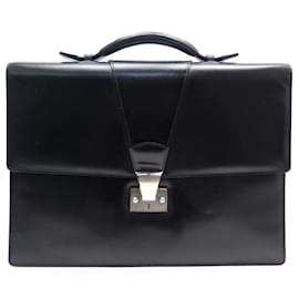 Cartier-CARTIER SATCHEL BAG 1 BLACK LEATHER BRIEFCASE BELLOWS-Black