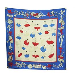 Hermès SCIARPA PIAZZA HERMES I DANZATORI 90 SCATOLA DI SETA BLU + SCIARPA DI SETA BLU Blu