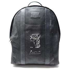 St Dupont-ST DUPONT PICASSO BACKPACK IN BLACK LEATHER BLACK LEATHER BACKPACK BAG-Black