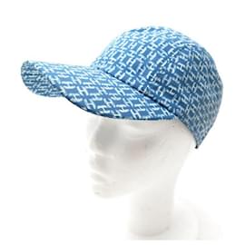 Hermès-NEW HERMES CAP MONOGRAM H SIZE 58 BLUE BLUE CAP POLYESTER-Blue