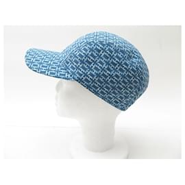 Hermès-NEW HERMES CAP MONOGRAM H SIZE 58 BLUE BLUE CAP POLYESTER-Blue