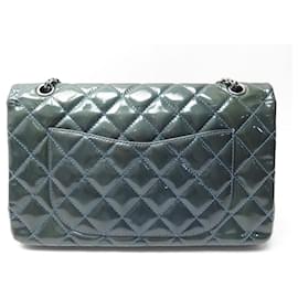 Chanel-Chanel handbag 2.55 JUMBO IN PATENT LEATHER QUILTED BANDOULIERE HAND BAG-Blue
