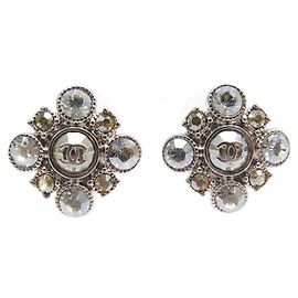 ORECCHINI CHANEL LOSANGE ORECCHINI LOGO CC E STRASS D'ARGENTO Argento