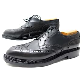 JM Weston-JM WESTON SHOES 590 TRIPLE INSOLES 10.5C 44 44.5 BLACK LEATHER SHOES-Black