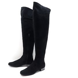 Yves Saint Laurent NEW SAINT LAURENT BOOT SHOES 447247 STRASS BOOTS 39 BOOTS Black