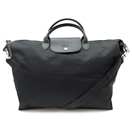 Longchamp-NEU LONGCHAMP LE PLIAGE NEO L HANDTASCHE AUS SCHWARZEM CANVAS REISETASCHE-Schwarz