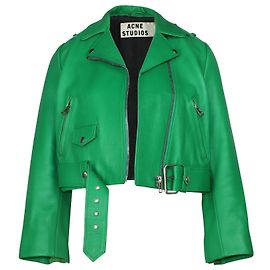 Autre Marque Acne Studios Mape Cropped Biker Jacket in Green Goat Leather Green