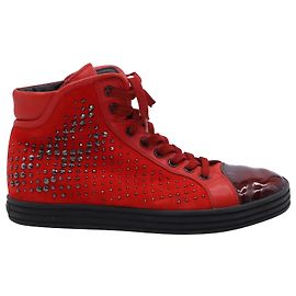 Sneakers alte Hogan Rebel in camoscio rosso Rosso