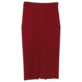 Roland Mouret-Roland Mouret Crepe Pencil Skirt in Burgundy Wool-Dark red