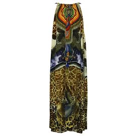 Camilla Eagle and Leopard Print Maxi Kaftan in Multicolor Silk Other