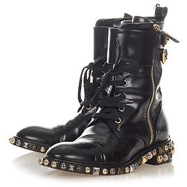 Louis Vuitton Black Ankle Leather Boots Black