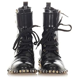 Louis Vuitton-Louis Vuitton Black Ankle Leather Boots-Black