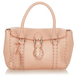 Fendi-Fendi Sac à main en cuir rose Mini Selleria Linda-Rose