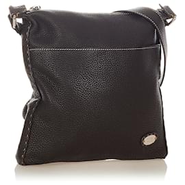 Fendi-Fendi Sac à bandoulière en cuir Selleria noir-Noir