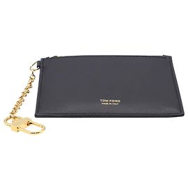 Tom Ford Zipped Card Holder in Black Leather Black